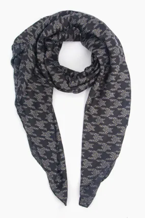 Melody Lightweight Scarf - Black, Houndstooth Foil