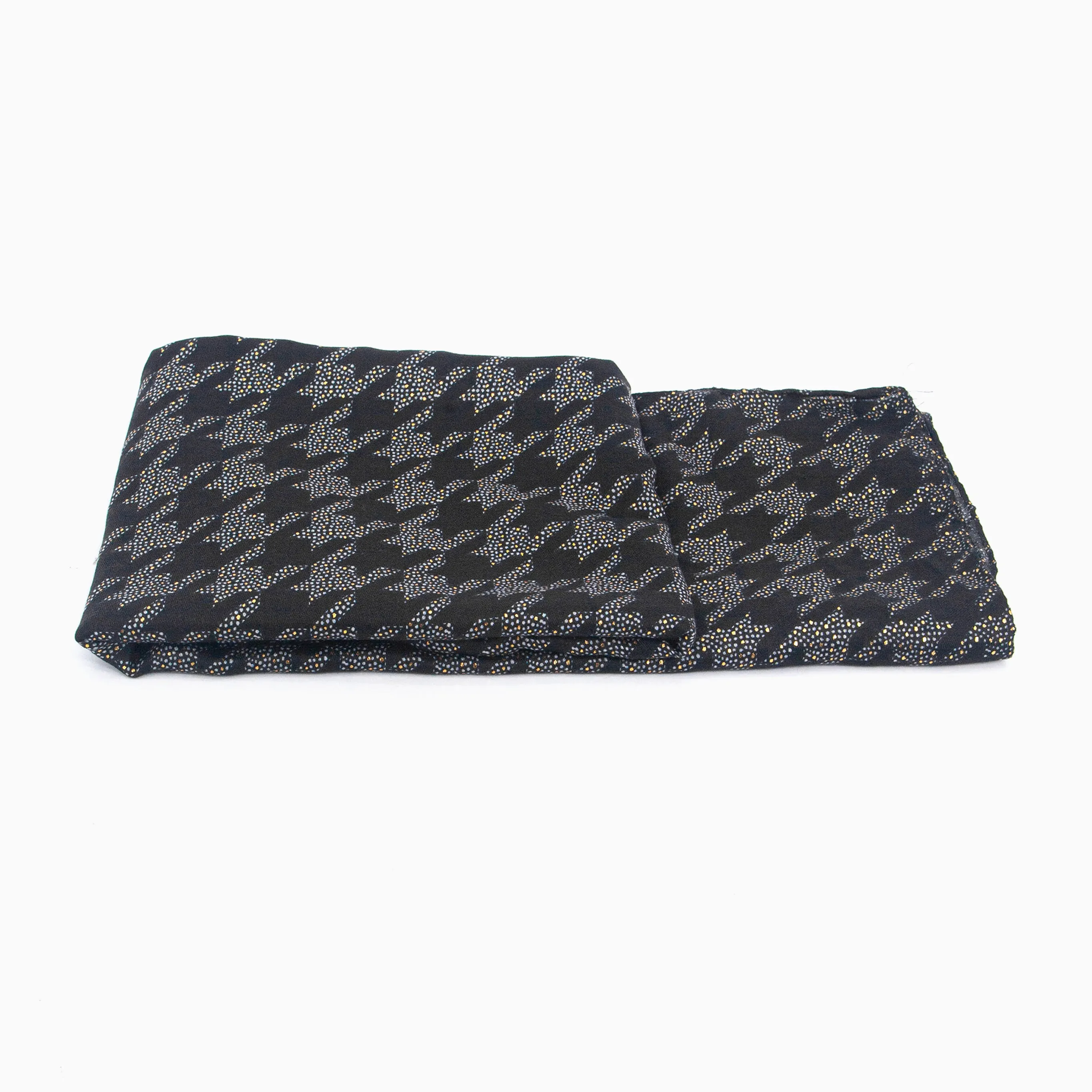 Melody Lightweight Scarf - Black, Houndstooth Foil