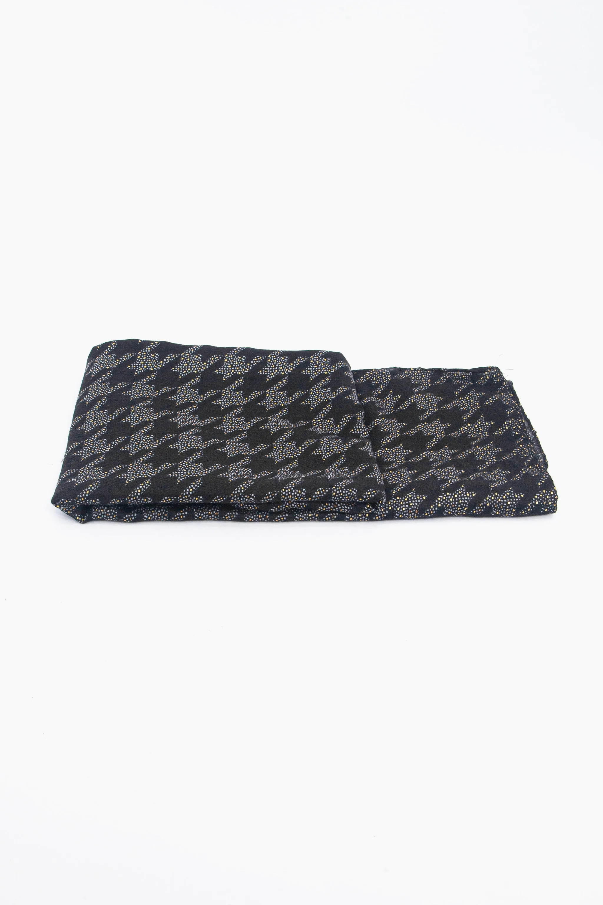 Melody Lightweight Scarf - Black, Houndstooth Foil