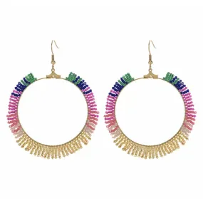 Miata Boho Round Beaded Drop Earring