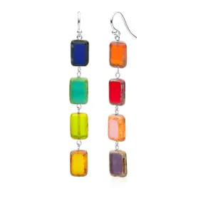 Mismatched Rainbow Beaded Drop Earrings