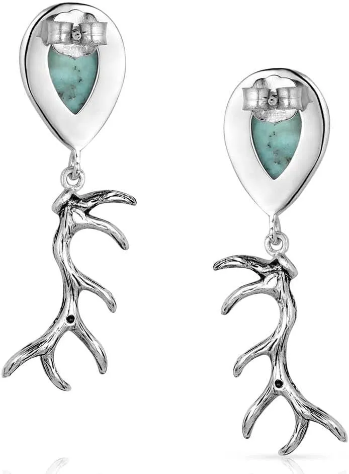 Montana Silversmiths Kristy Titus Nature's Gift Elk Antler Teardrop Turquoise Post Earrings