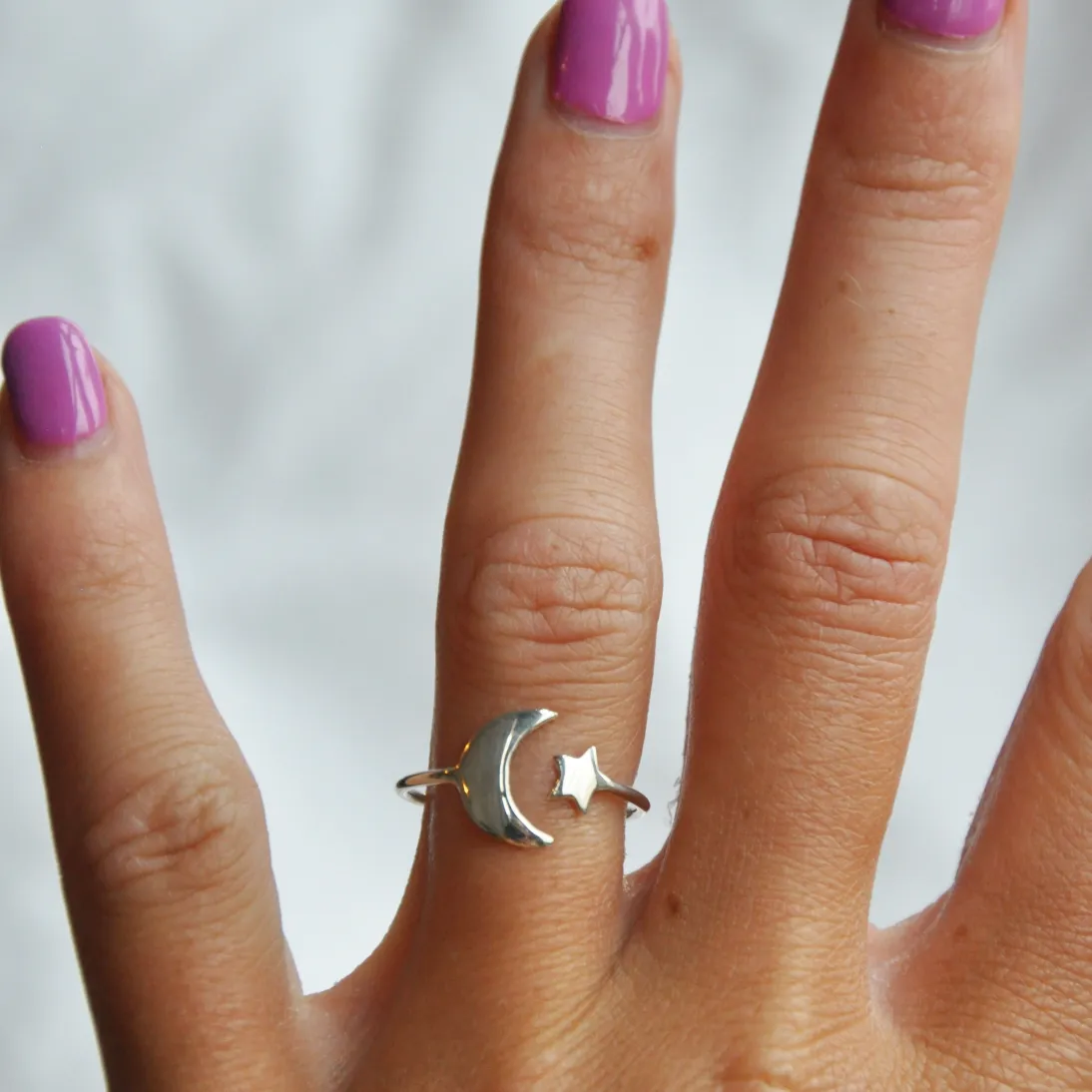 Moon & Stars Silver Ring