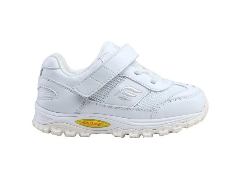 Mt. Emey 3301-3L White - Children Straight Last Athletic Shoes with Elastic Laces