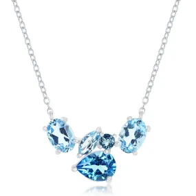 Multi-Shaped Blue Topaz Cluster Necklace