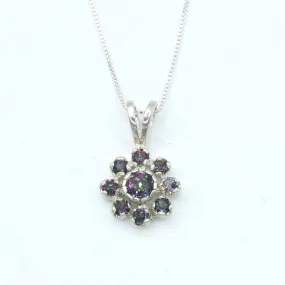 Mystic Topaz Pendant - Vintage Flower Necklace - Purple Statement Necklace