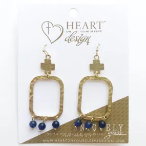 Navy Rectangle Earrings