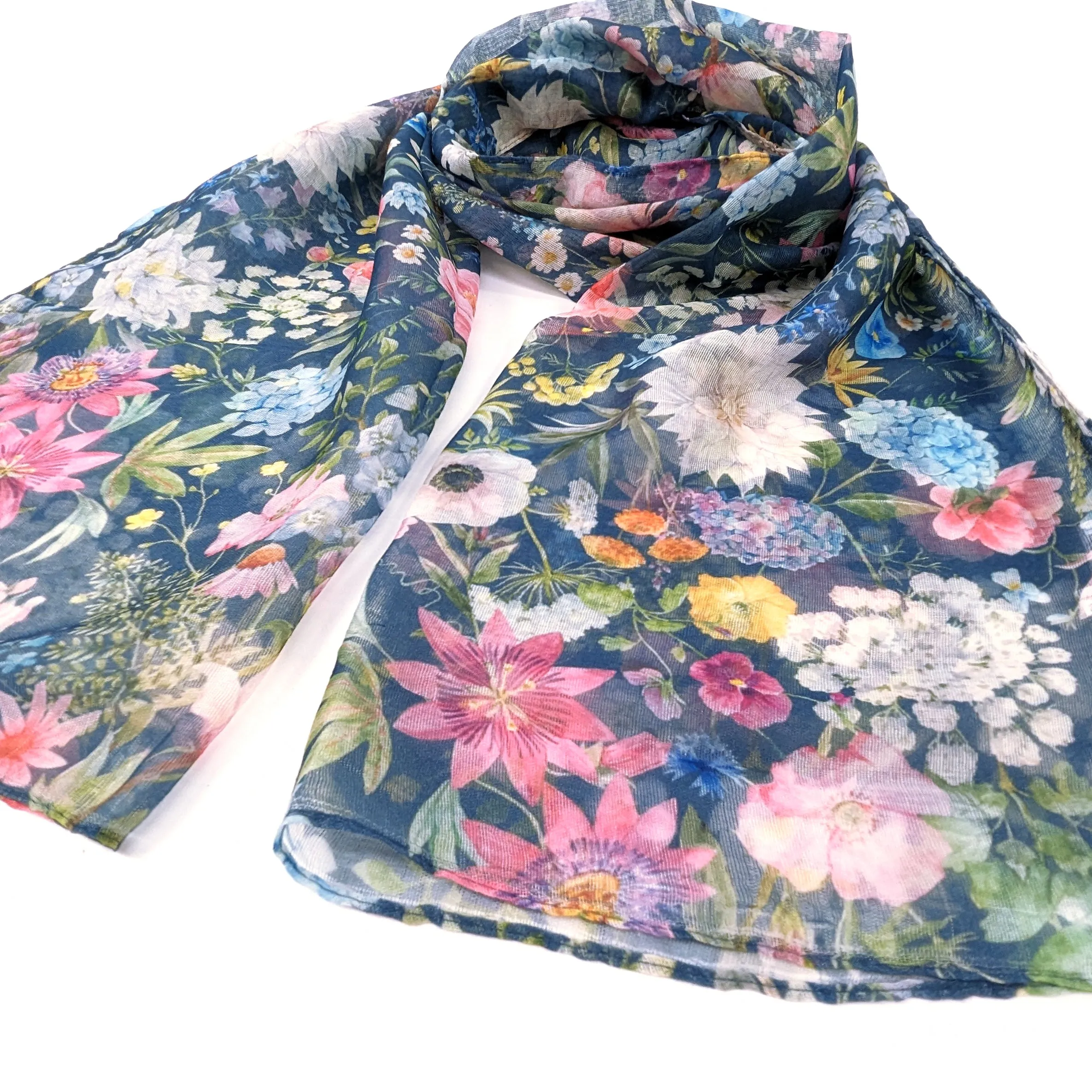 Navy Spring Scarf   (50x180cm)