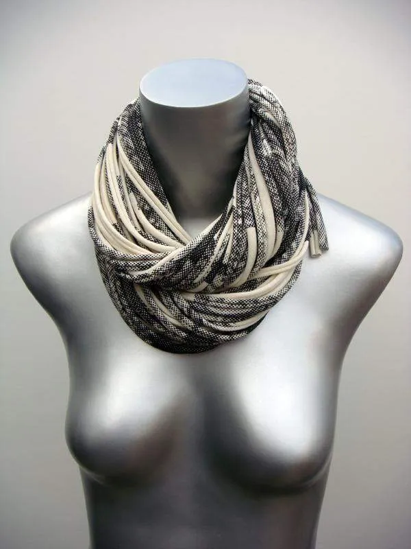 Necklush Cowl Scarf / Cream White & Black / Unisex