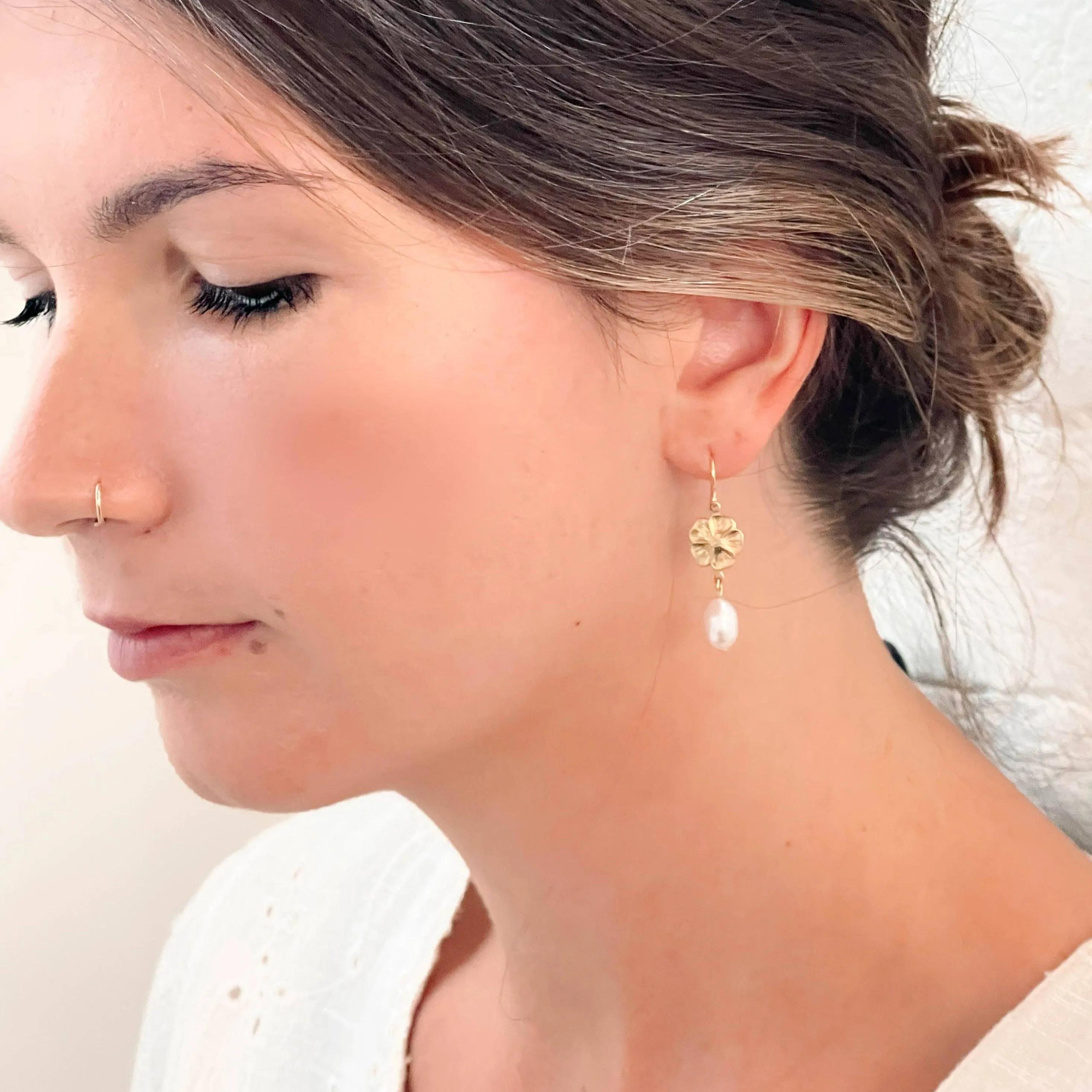 Nest Pretty Things | Flower And Pearl Dangle Earrings