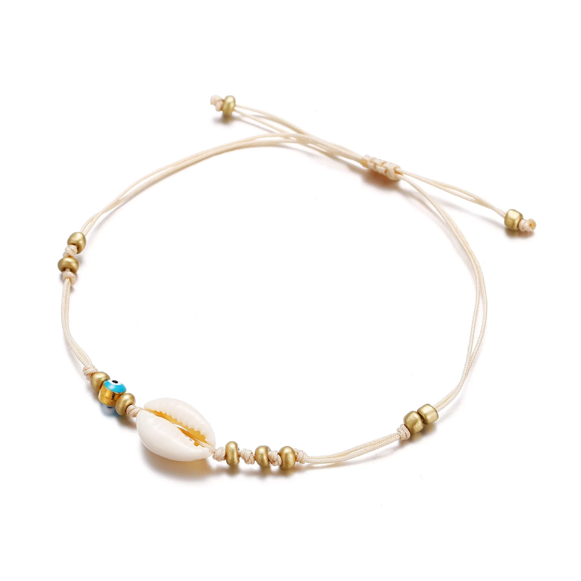 New Creative Simple Retro Shell Woven Rice Bead Anklet