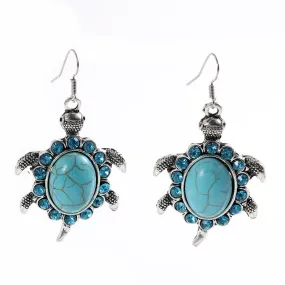 New Fashion Simple Geometric blue gem Bohemia Retro big Turquoise earrings women jewelry charms earring vintage jewelry