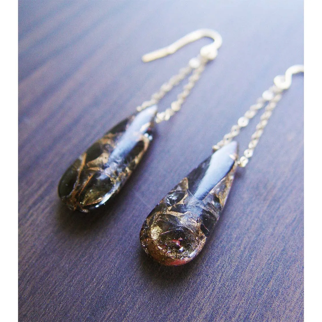 NEW! Obsidian 14k Gold Filled Drop Earrings by Friedasophie