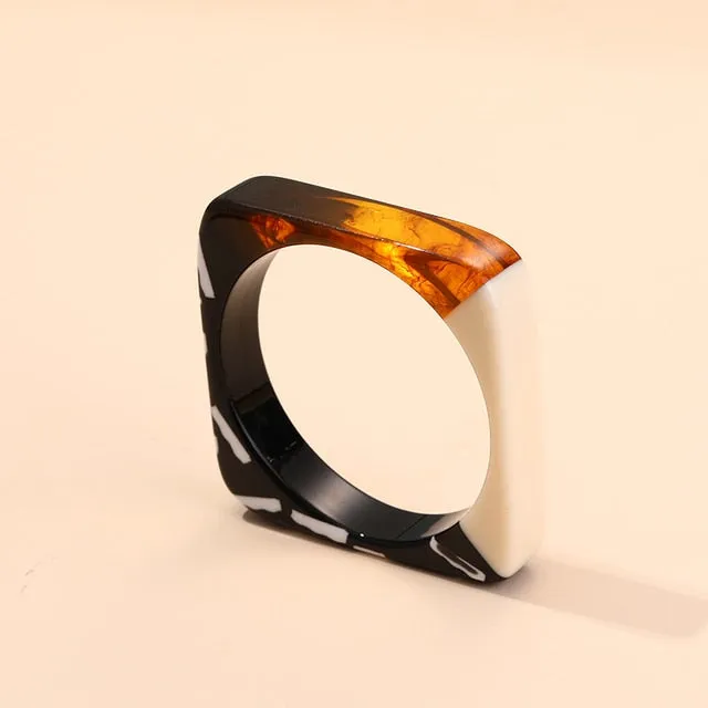 New Wave- the 80s Style Acrylic Squared Bangle Bracelet