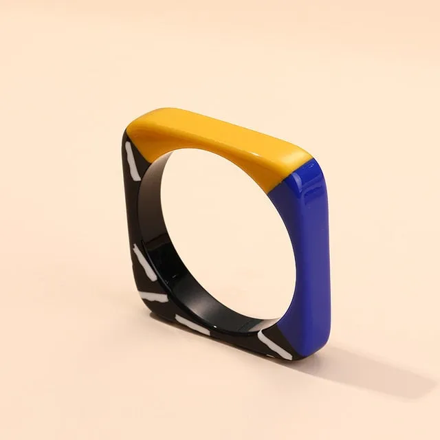 New Wave- the 80s Style Acrylic Squared Bangle Bracelet