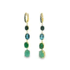 Ombre Green & Blue Gemstone Drop Earrings