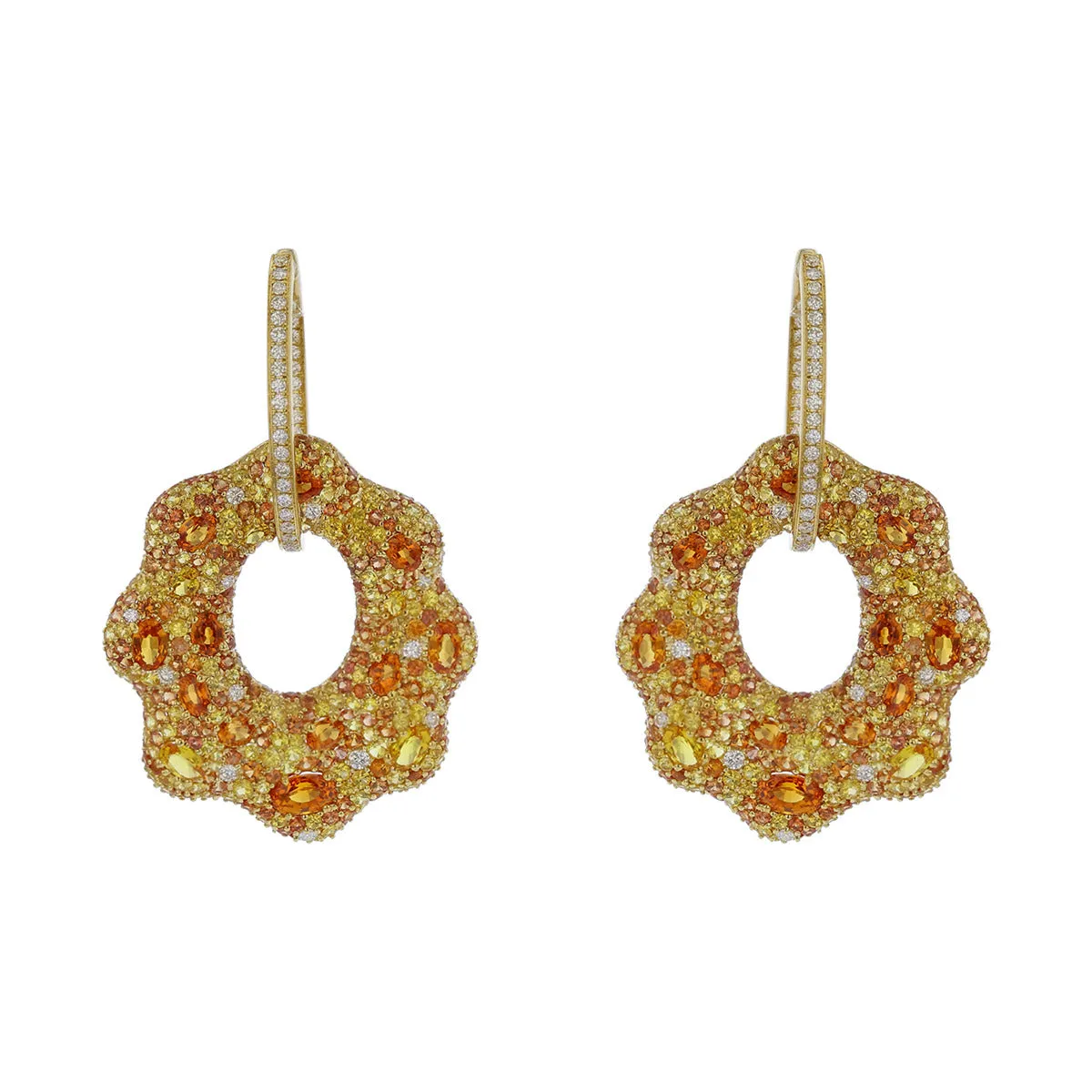 Orange and Yellow Sapphire American Glamour Earrings