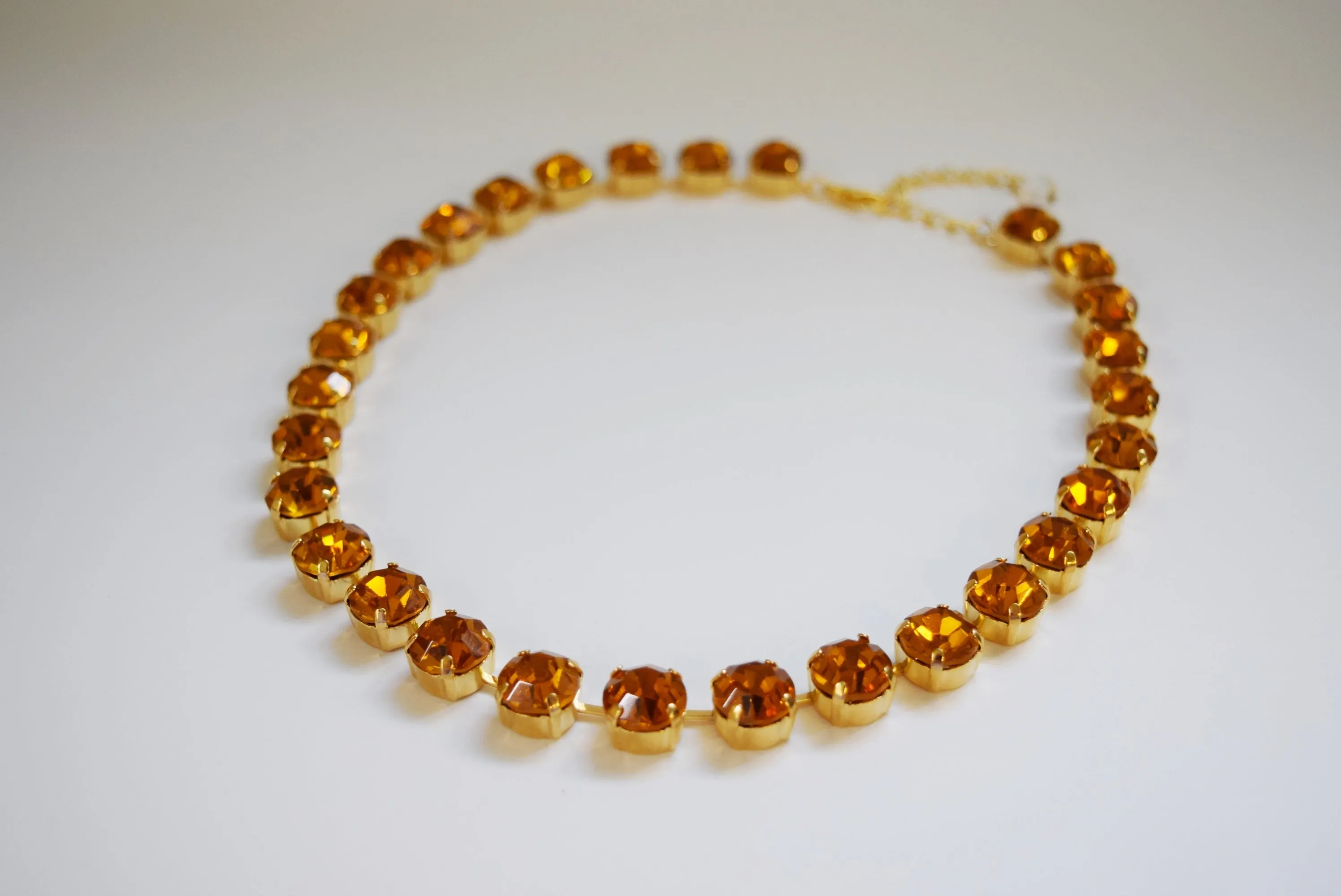 Orange Swarovski Crystal Collet Necklace - Small Round