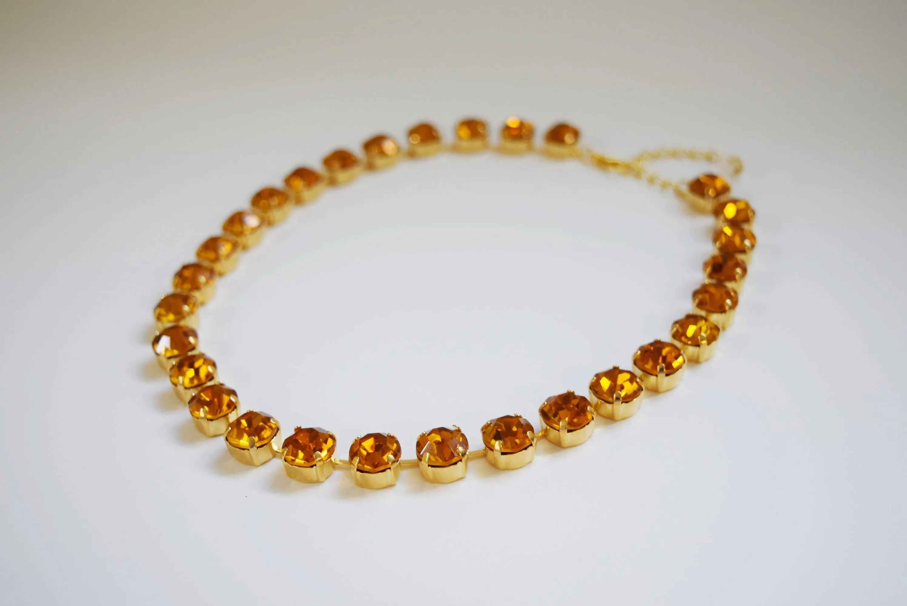 Orange Swarovski Crystal Collet Necklace - Small Round