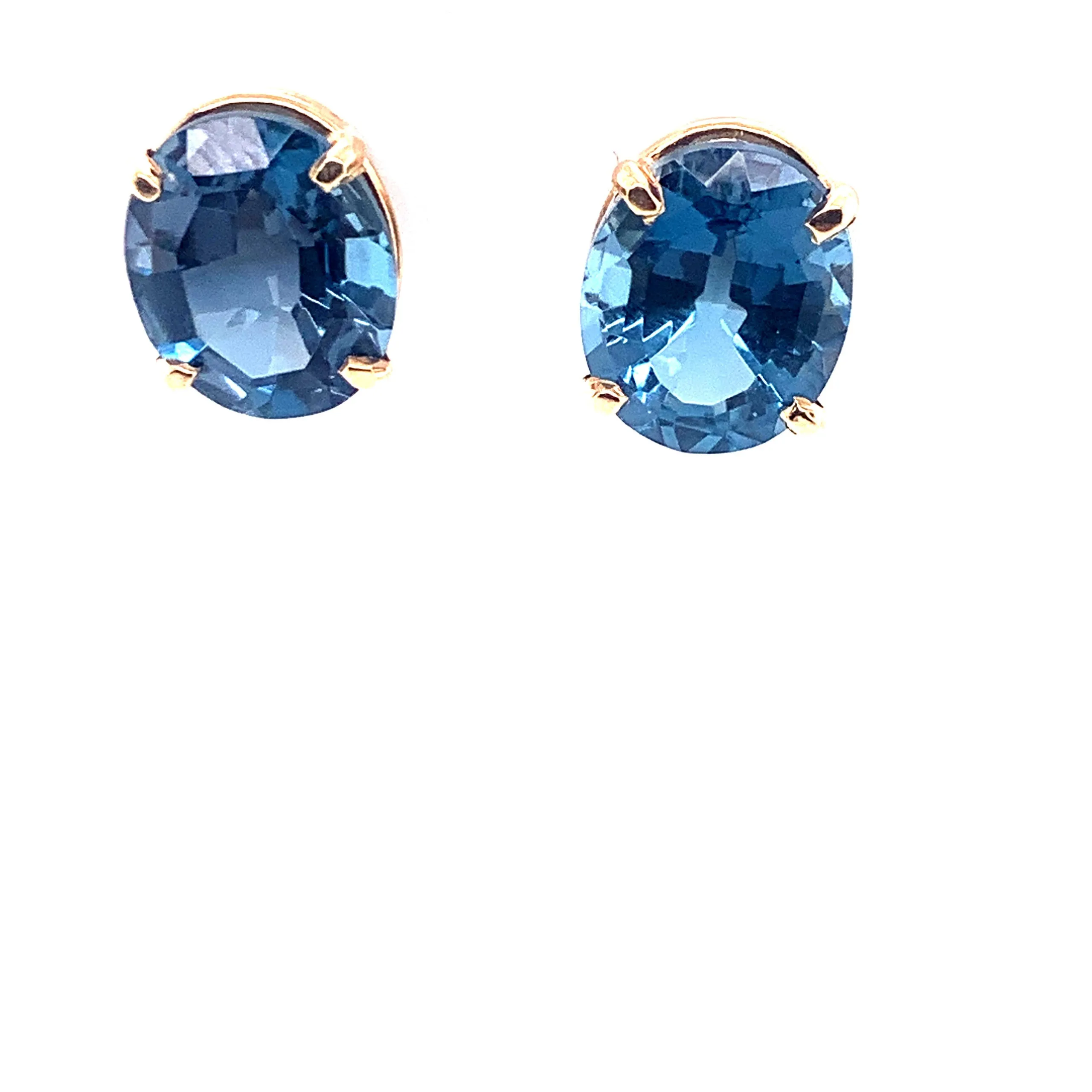 Oval London Blue Topaz Stud Earrings