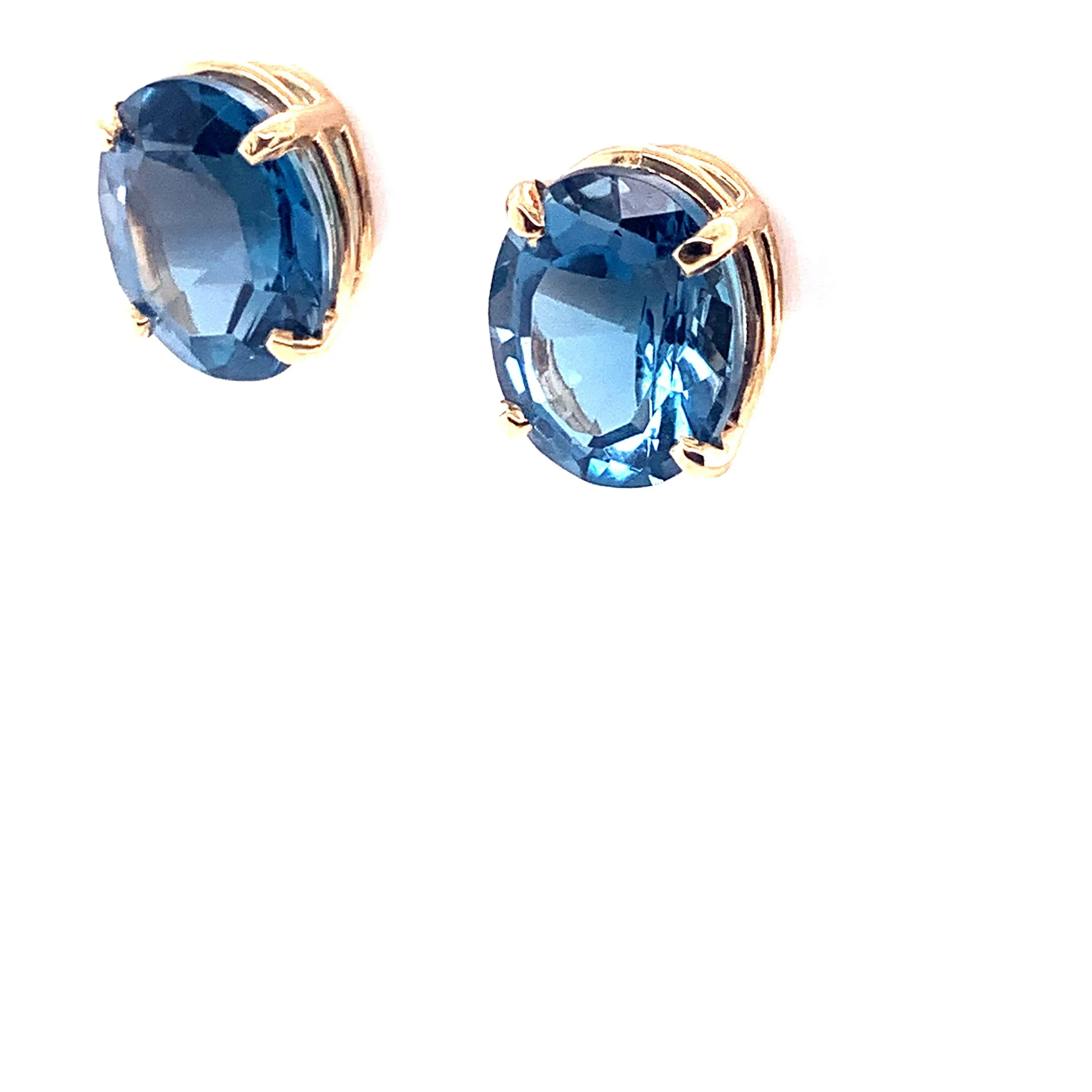 Oval London Blue Topaz Stud Earrings