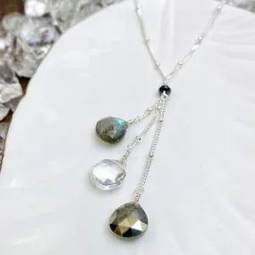 Past, Present and Future Black and White Gemstone Necklace