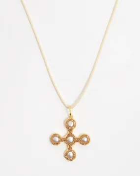 Pearl Cross Cord Reversible Necklace