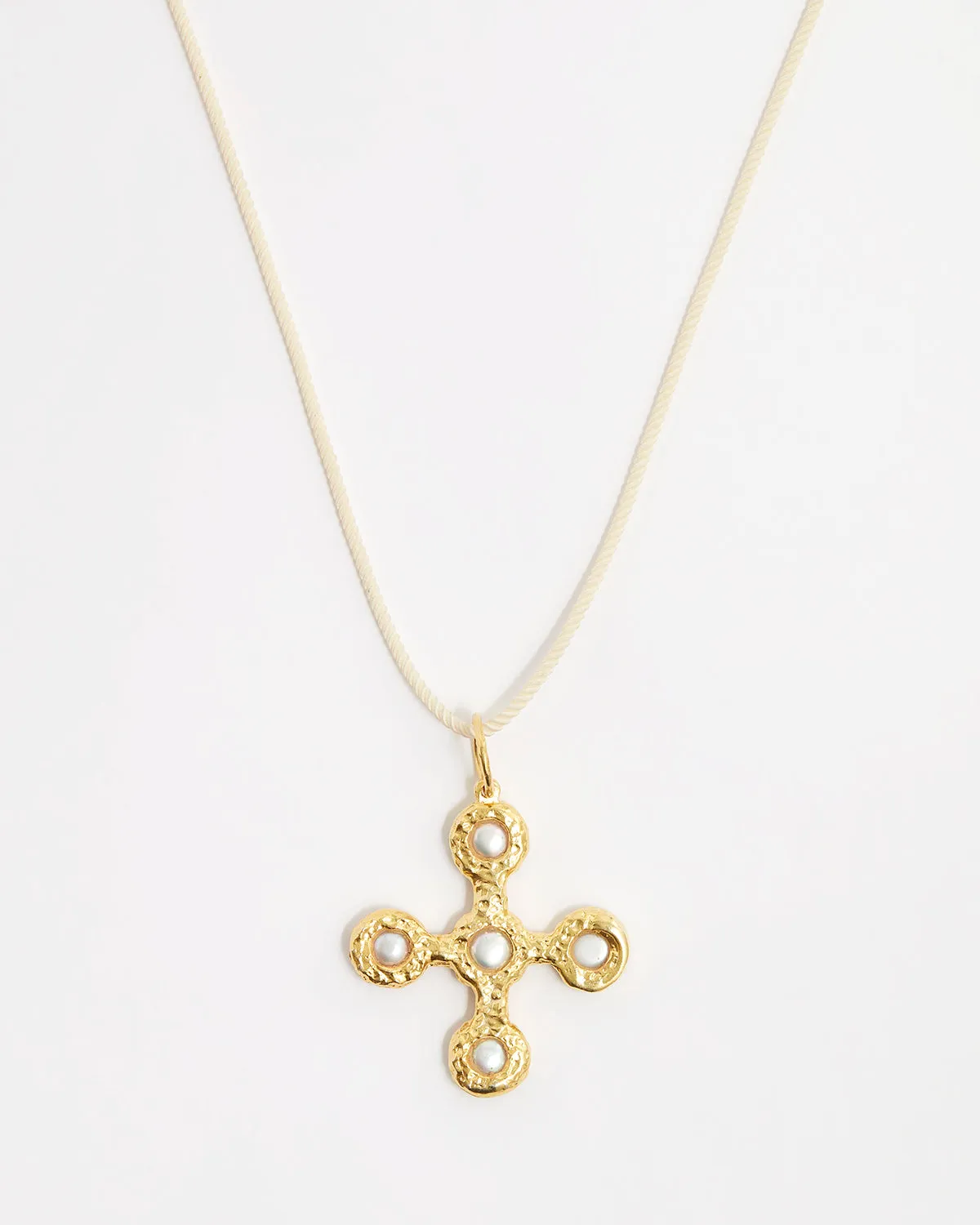 Pearl Cross Cord Reversible Necklace