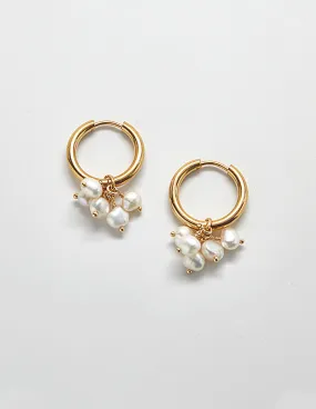 Pearl Natural Gemstone Hoop Earrings