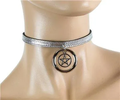 PENTAGRAM RING 1/4" CHOKER