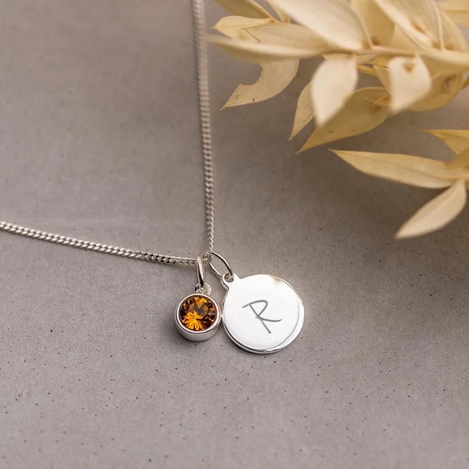 Personalised November Birthstone Necklace - Topaz Crystal