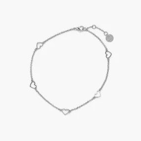 Pura Vida Anklet Dainty Hearts Silver One Size