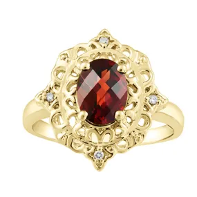 "VICTORIA" VINTAGE GARNET & DIAMOND RING