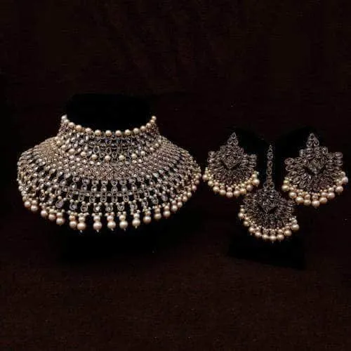 Reverse Ad Bridal Choker Earring And Teeka Set