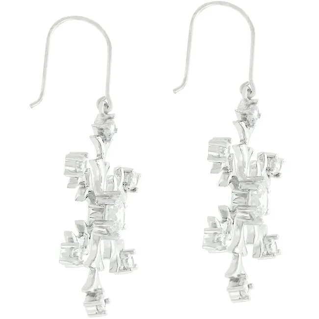 Rilla Silver Snowflake CZ Dangle Earrings