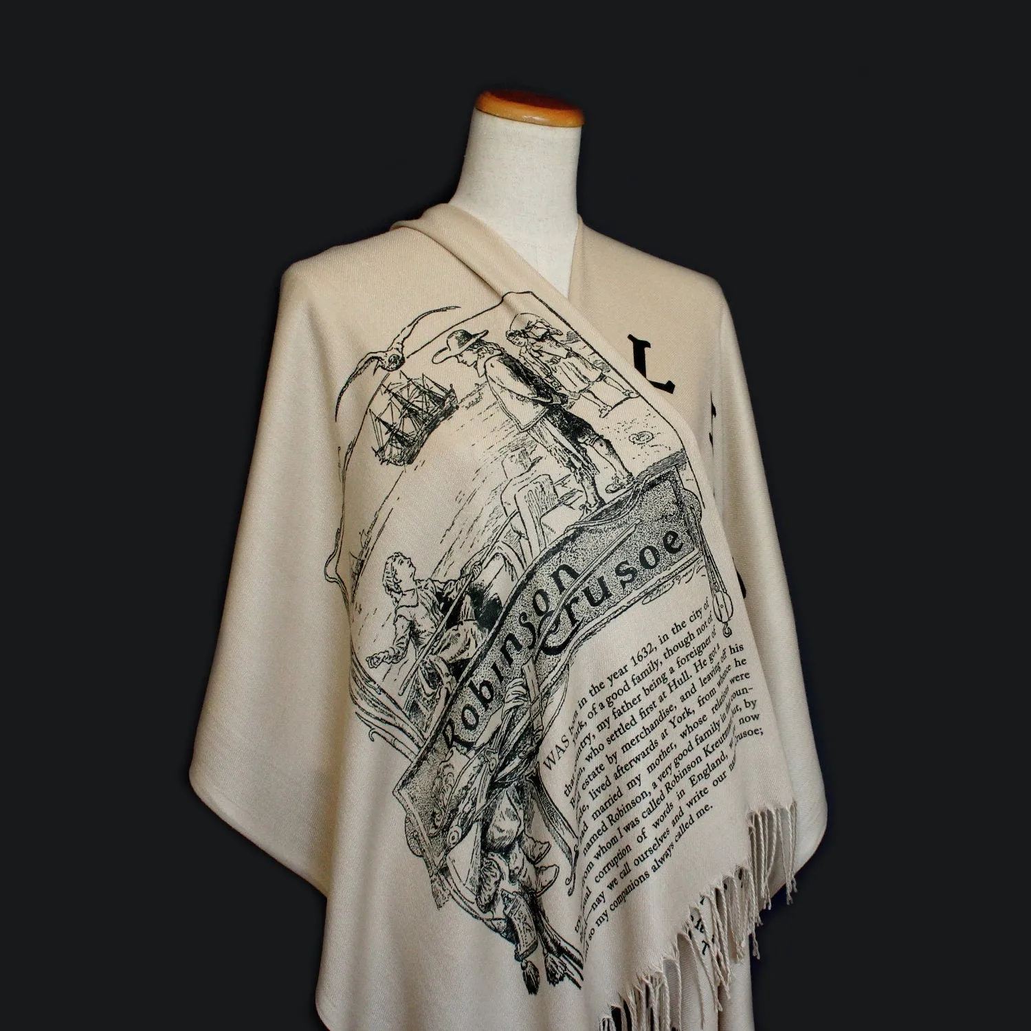 Robinson Crusoe by Daniel Defoe Scarf/Shawl. Book scarf, Literary Gift.