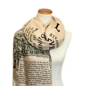 Robinson Crusoe by Daniel Defoe Scarf/Shawl. Book scarf, Literary Gift.