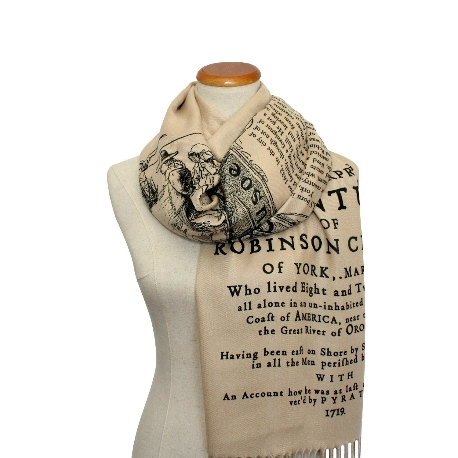 Robinson Crusoe by Daniel Defoe Scarf/Shawl. Book scarf, Literary Gift.