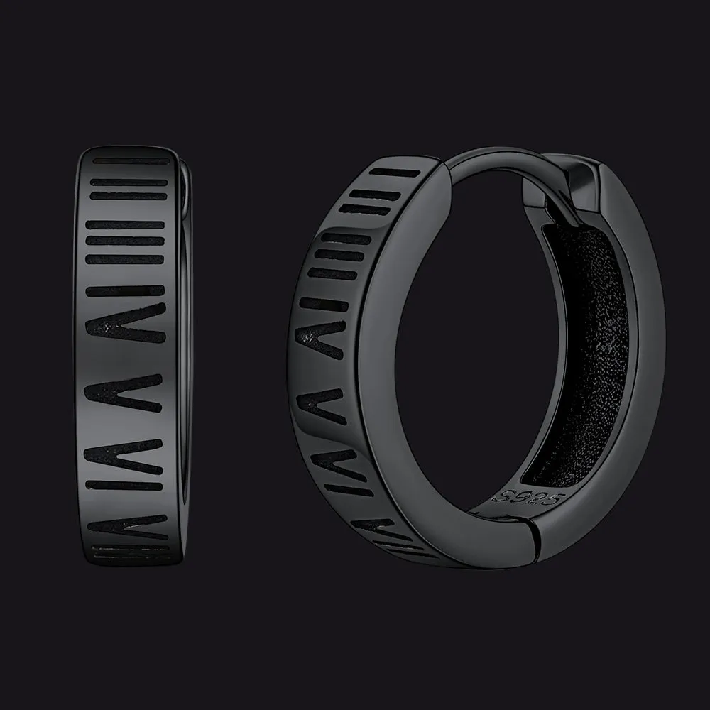 Roman Numerals Hoop Huggie Earrings For Men