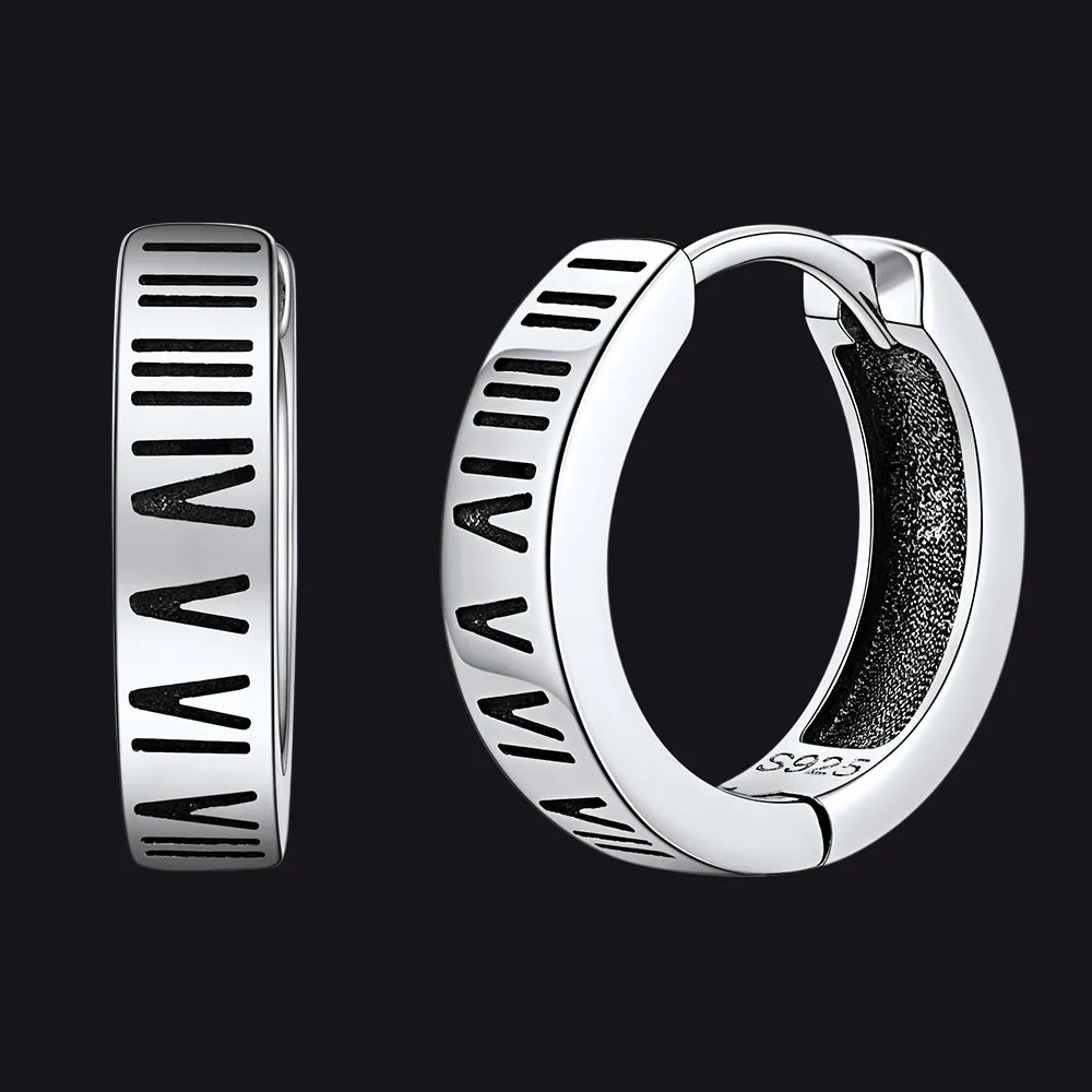 Roman Numerals Hoop Huggie Earrings For Men