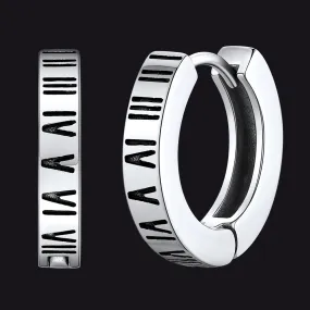 Roman Numerals Hoop Huggie Earrings For Men