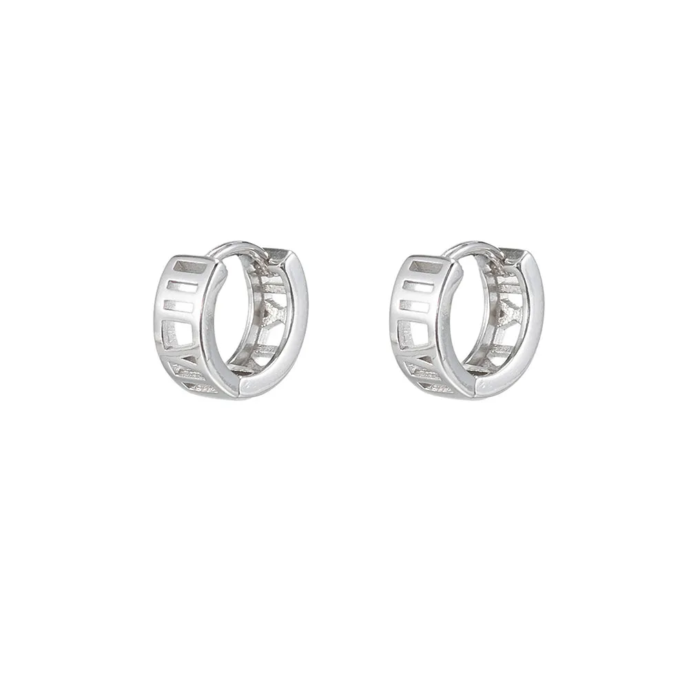 Roman Numerals Huggie Earrings