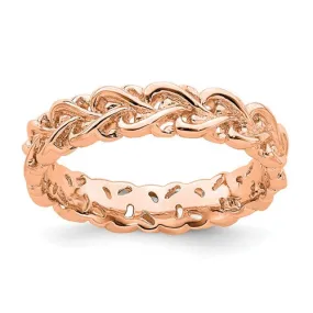 Rose Gold Over Sterling Silver Stackable Expressions Intertwined Hearts Ring