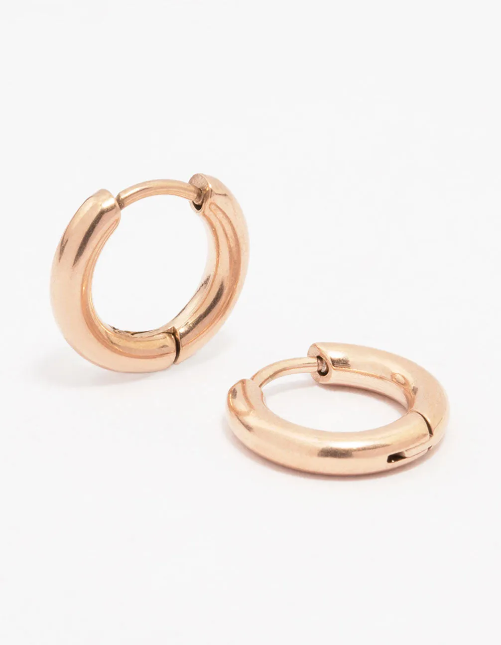 Rose Gold Plated Surgical Steel Chubby Small Huggie Hoop Earrings