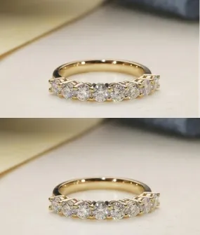 Round Moissanite Gold Plated Brass Wedding Ring Pack of 2