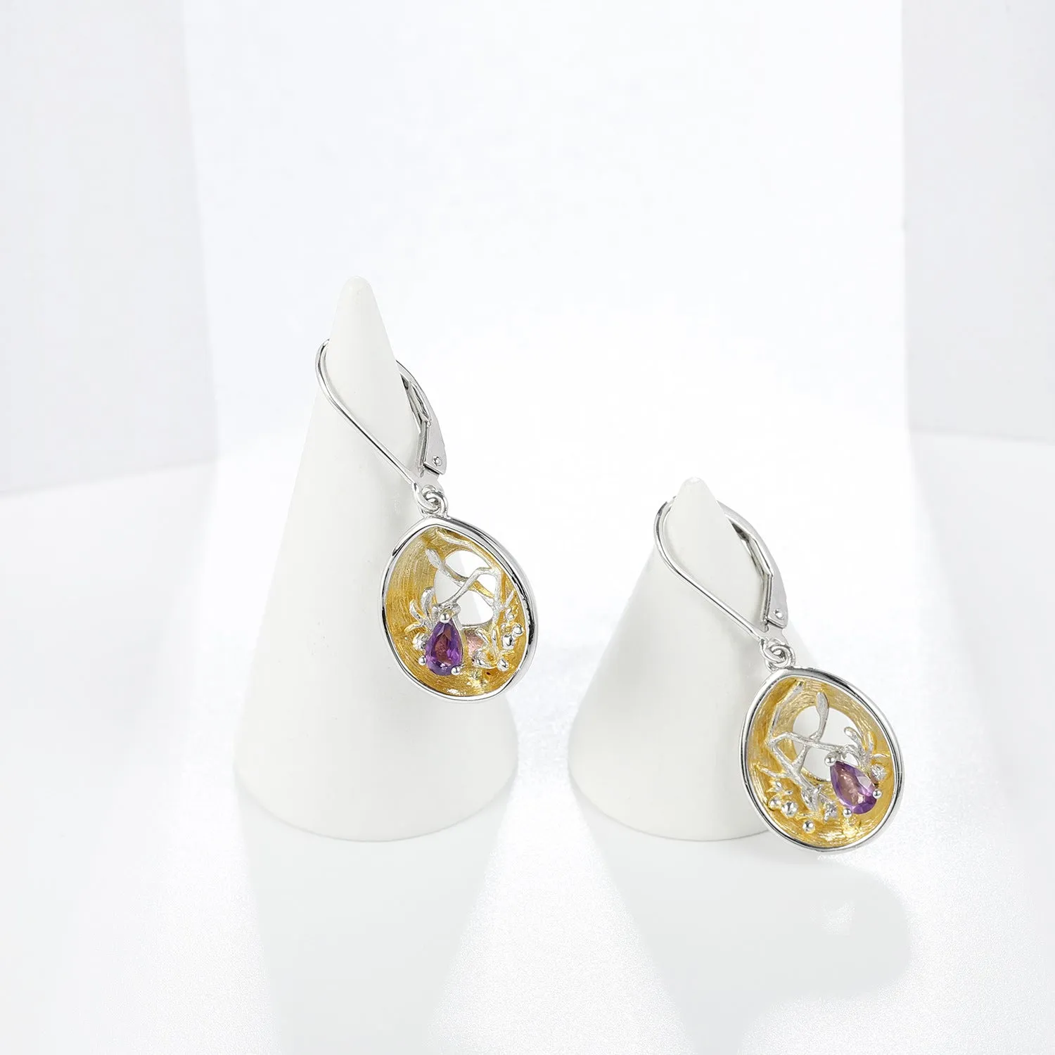 S925 Silver Inlaid Natural Topaz Drop Earrings for Women