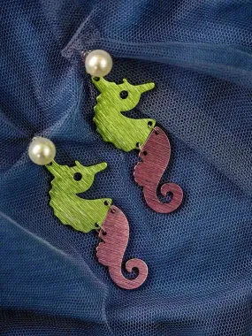 Sea Horse Earrings Green