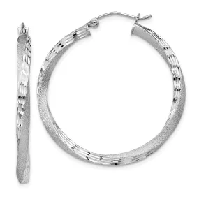 Silver 3MM Polished D.C Twisted Hoop Earrings