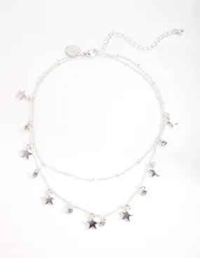 Silver Essential Two Row Star Choker