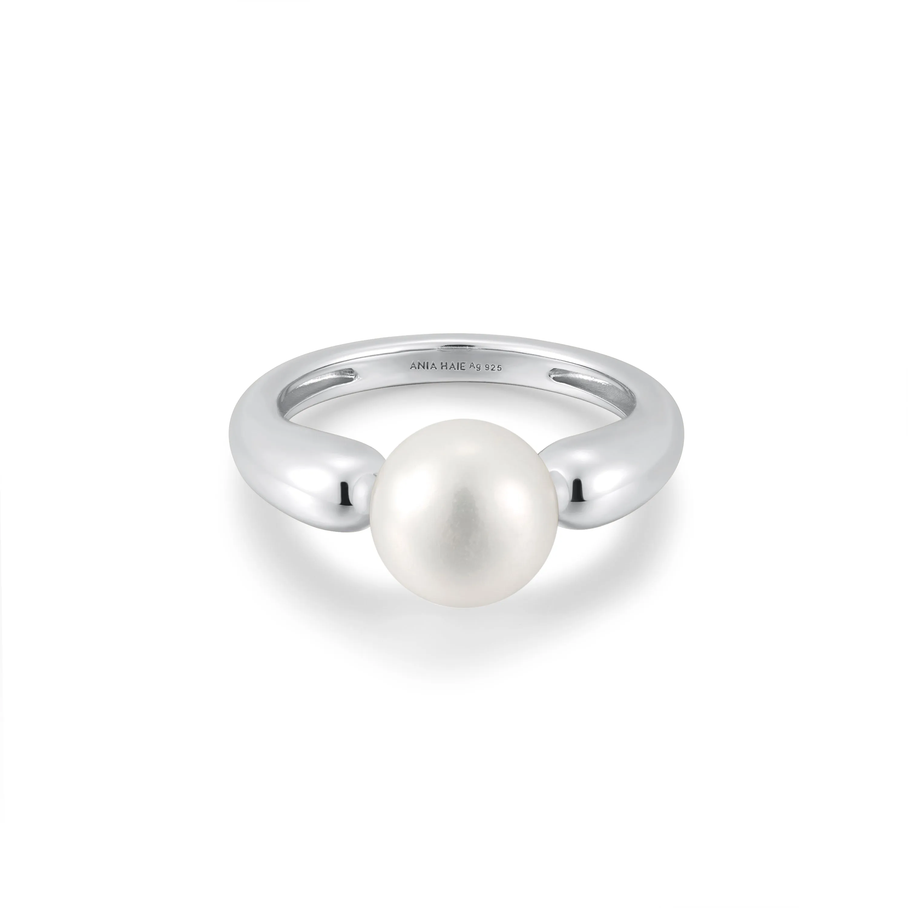 Silver Freshwater Sphere Pearl Ring